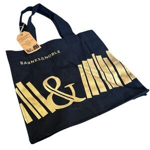 NEW Black & Gold Design Barnes & Noble Book Organic Cotton Tote Bag Travel Style
